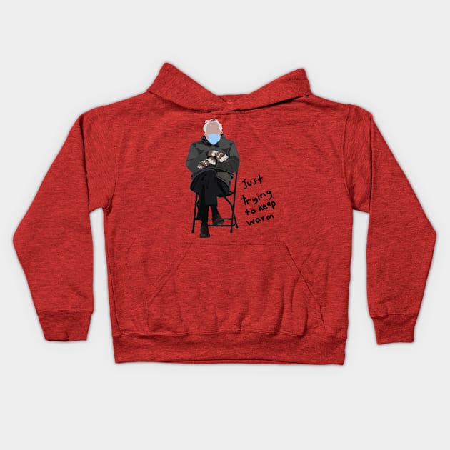 Keep Warm Bernie Sanders Mittens Abstract Kids Hoodie by ellenhenryart